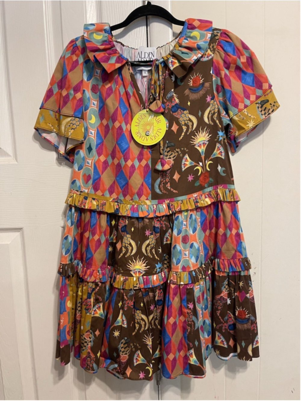 ALDEN ADAIR Celestial Hallie Flutter Sleeve Mini Cotton Dress XS NWT - Picture 5 of 8